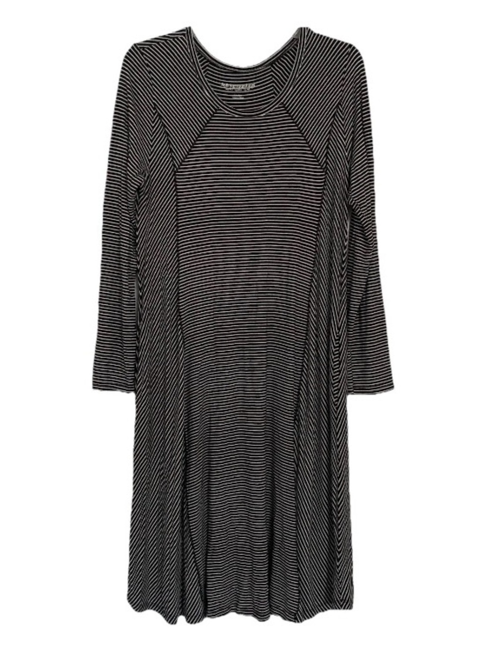 Soft Surroundings Dress Long Sleeve Black White Stripe Women’s Sz M Midi Pockets